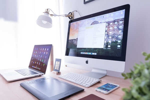 image of destktop computer, tablet, phone keyboard